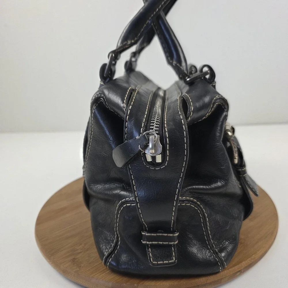 Vintage Y2K Michael Kors Satchel Bag Womens Small Black Leather Buckle Purse